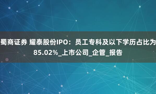 蜀商证券 耀泰股份IPO：员工专科及以下学历占比为85.02%_上市公司_企管_报告
